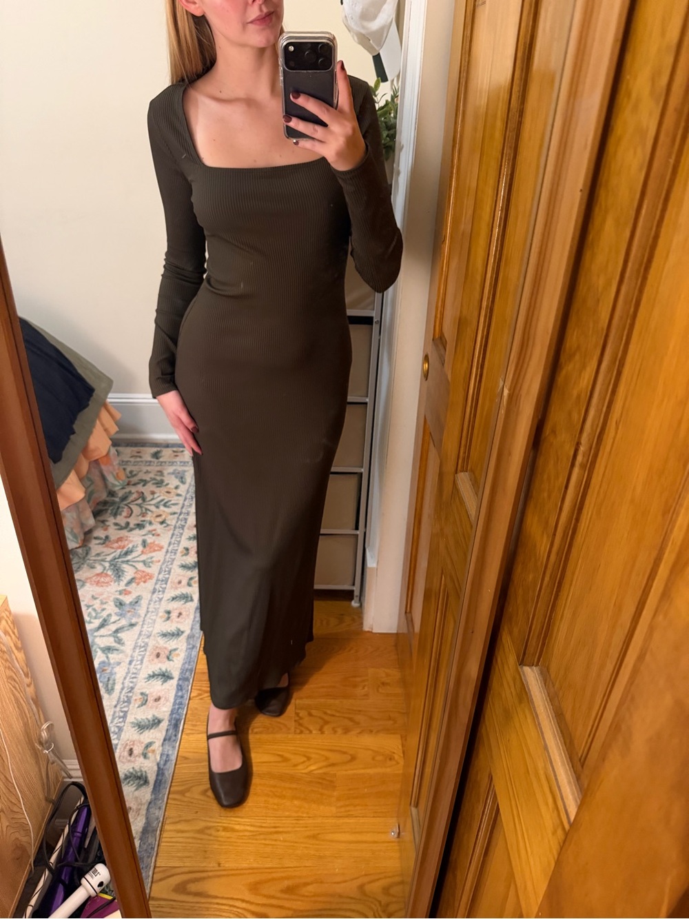 Abercrombie square-neck ribbed maxi dress